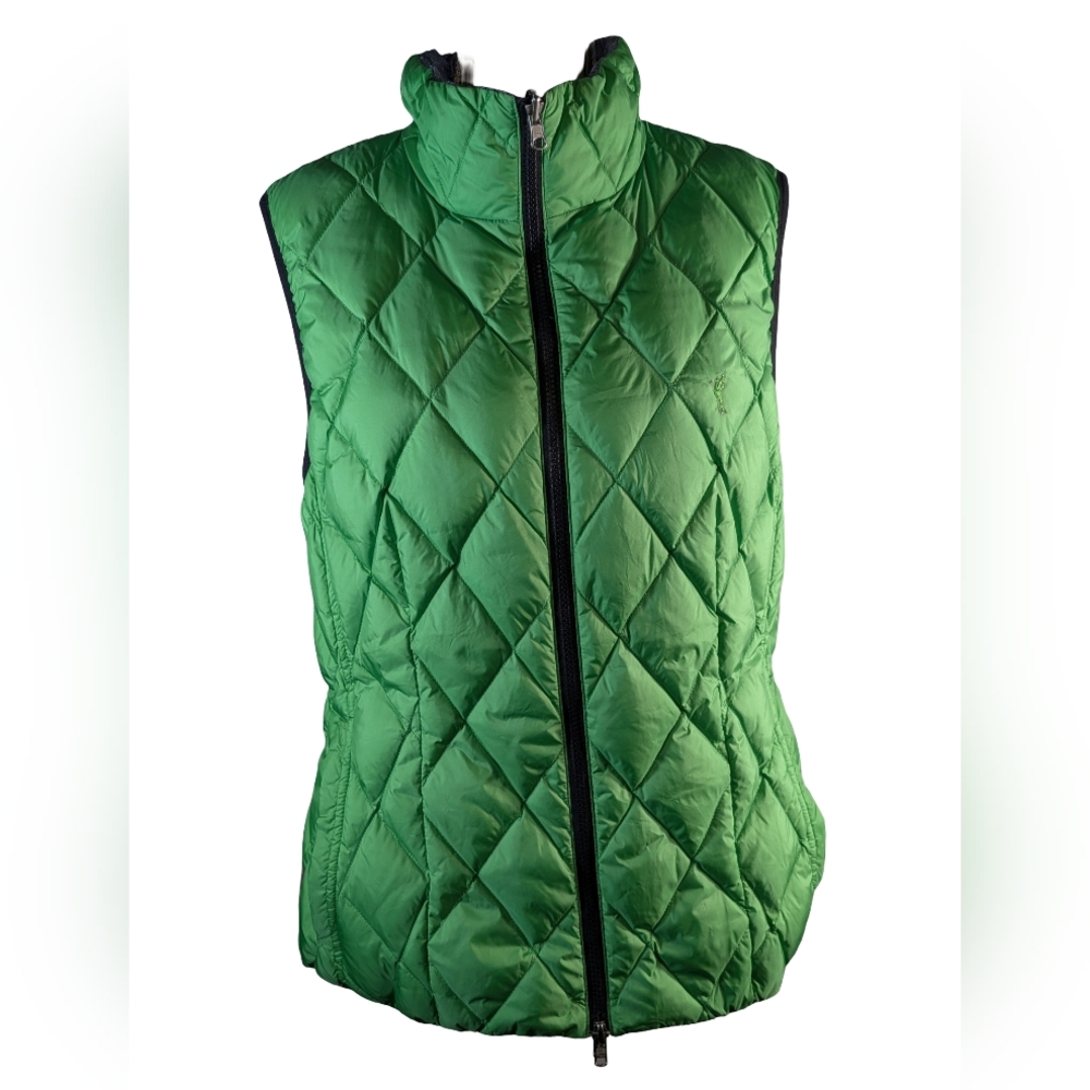 Golfino Reversible Green& Denim Color Women's Quilted Puffer Golf Vest Size 12